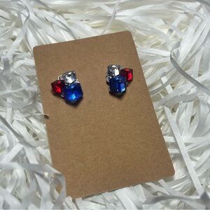Red and Blue Gemstone Earrings